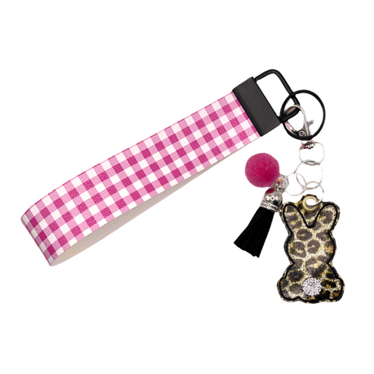 Leopard Bunny Keychain and Wristlet