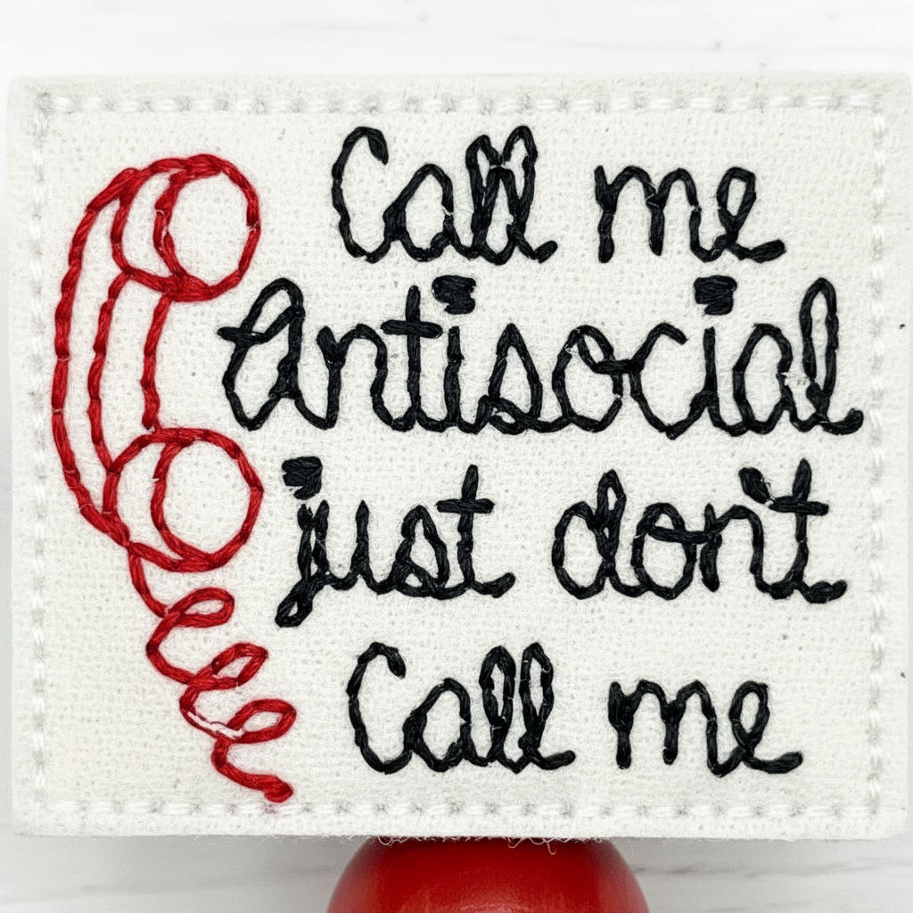 Call Me Antisocial just don’t call me Badge Reel, handmade retractable ID badge reel - view 2