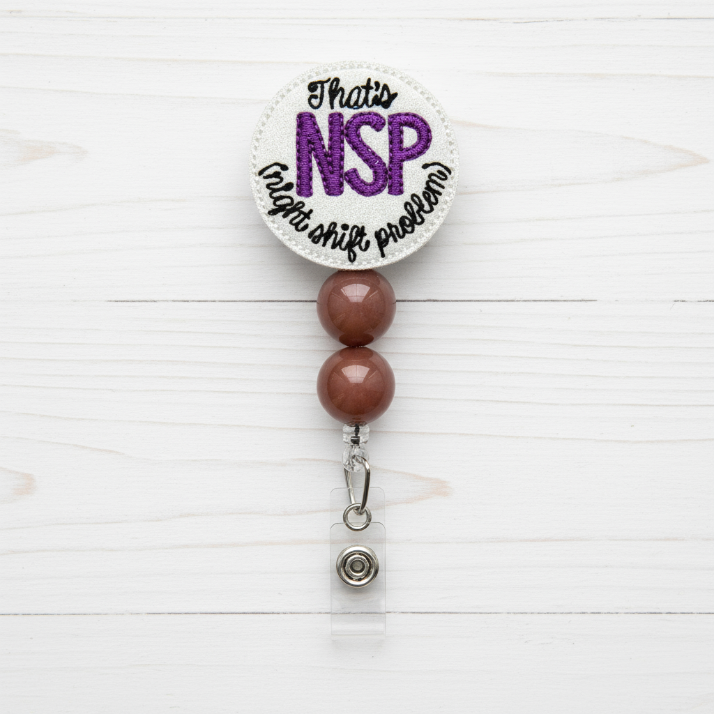 Night Shift Problem Beaded Badge Reel