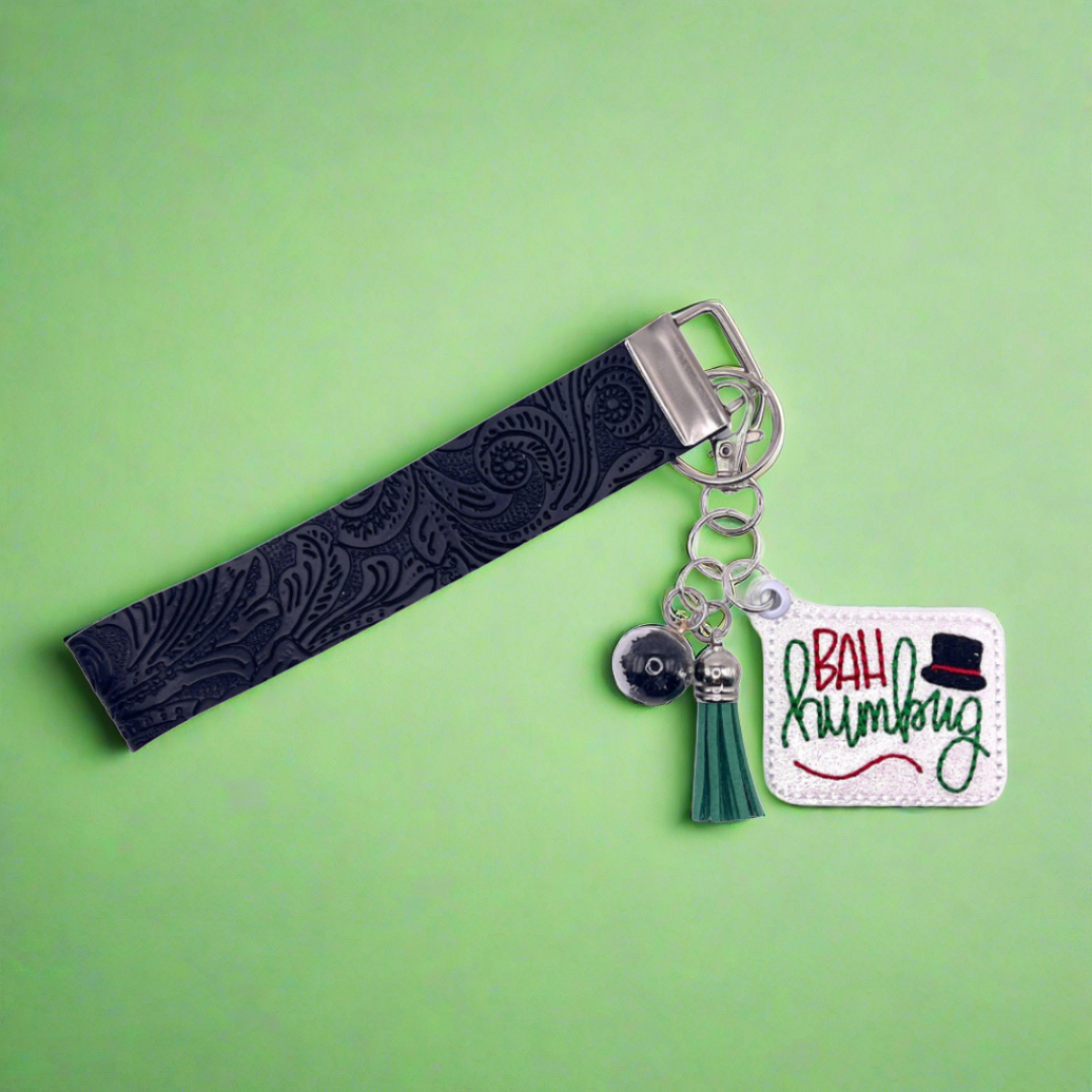 Bah Humbug Keychain and Wristlet, handmade keychain wristlet - view 3