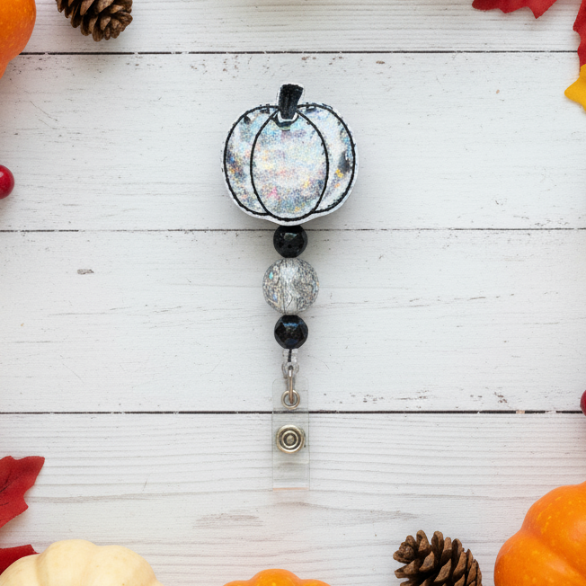 Leopard Pumpkin Beaded Badge Reel