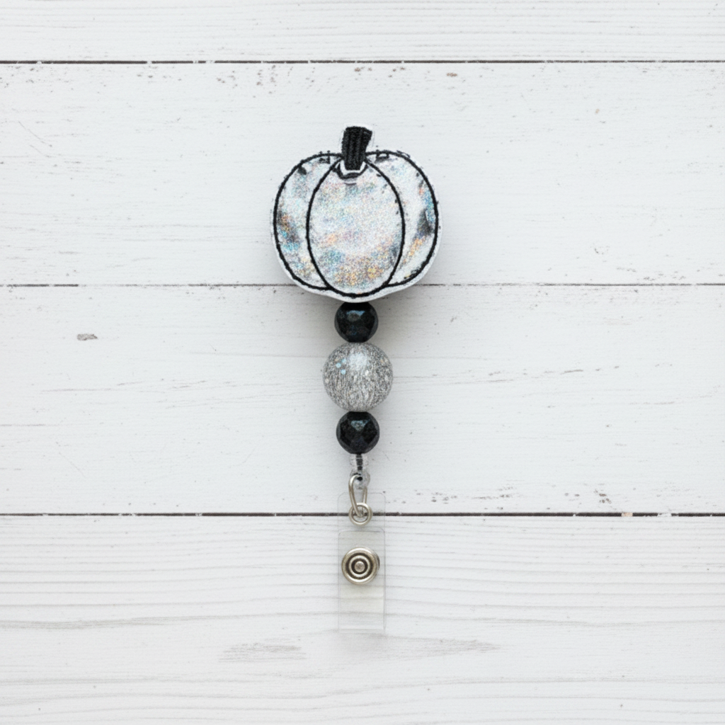 Leopard Pumpkin Beaded Badge Reel
