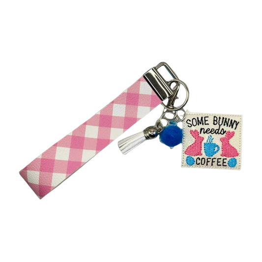 Some Bunny Needs Coffee Keychain and Wristlet
