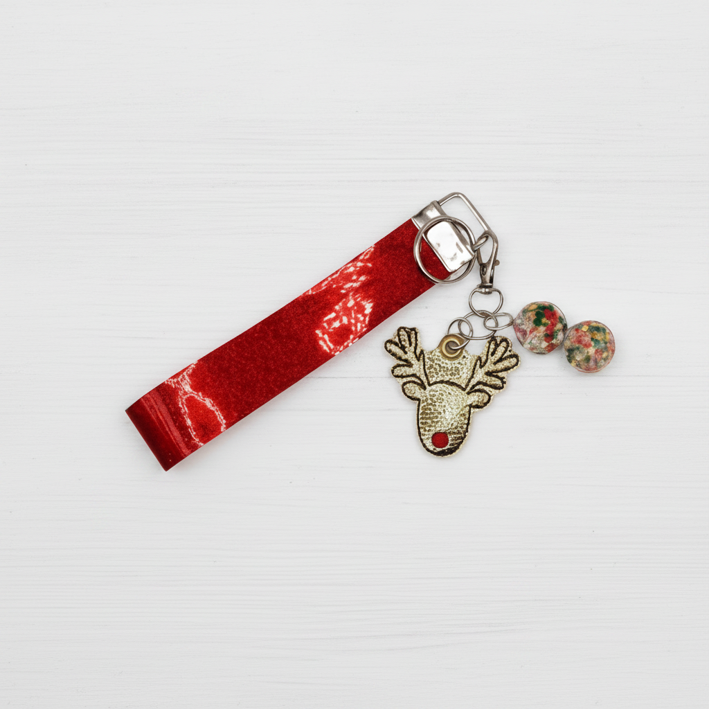 Red Nose Reindeer Keychain and Wristlet