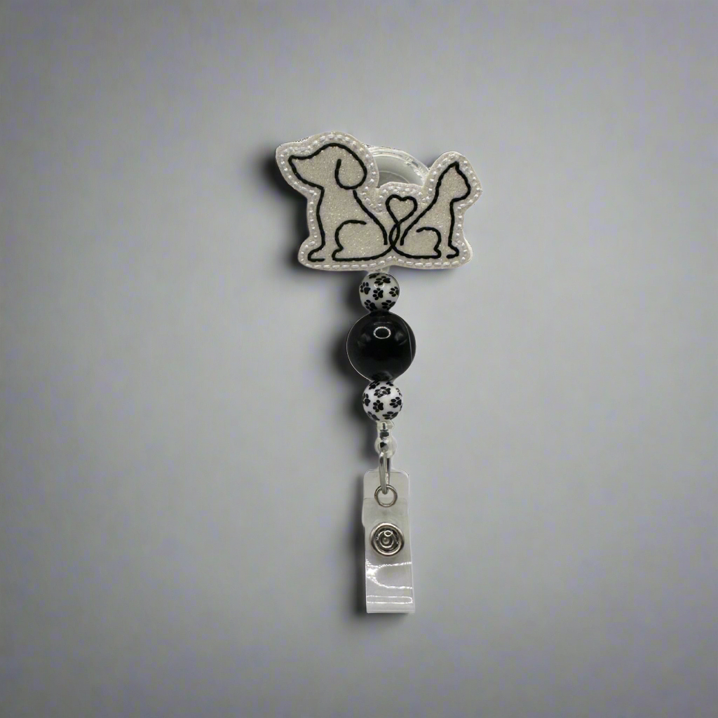 Dog Cat Heart Tail Badge Reel