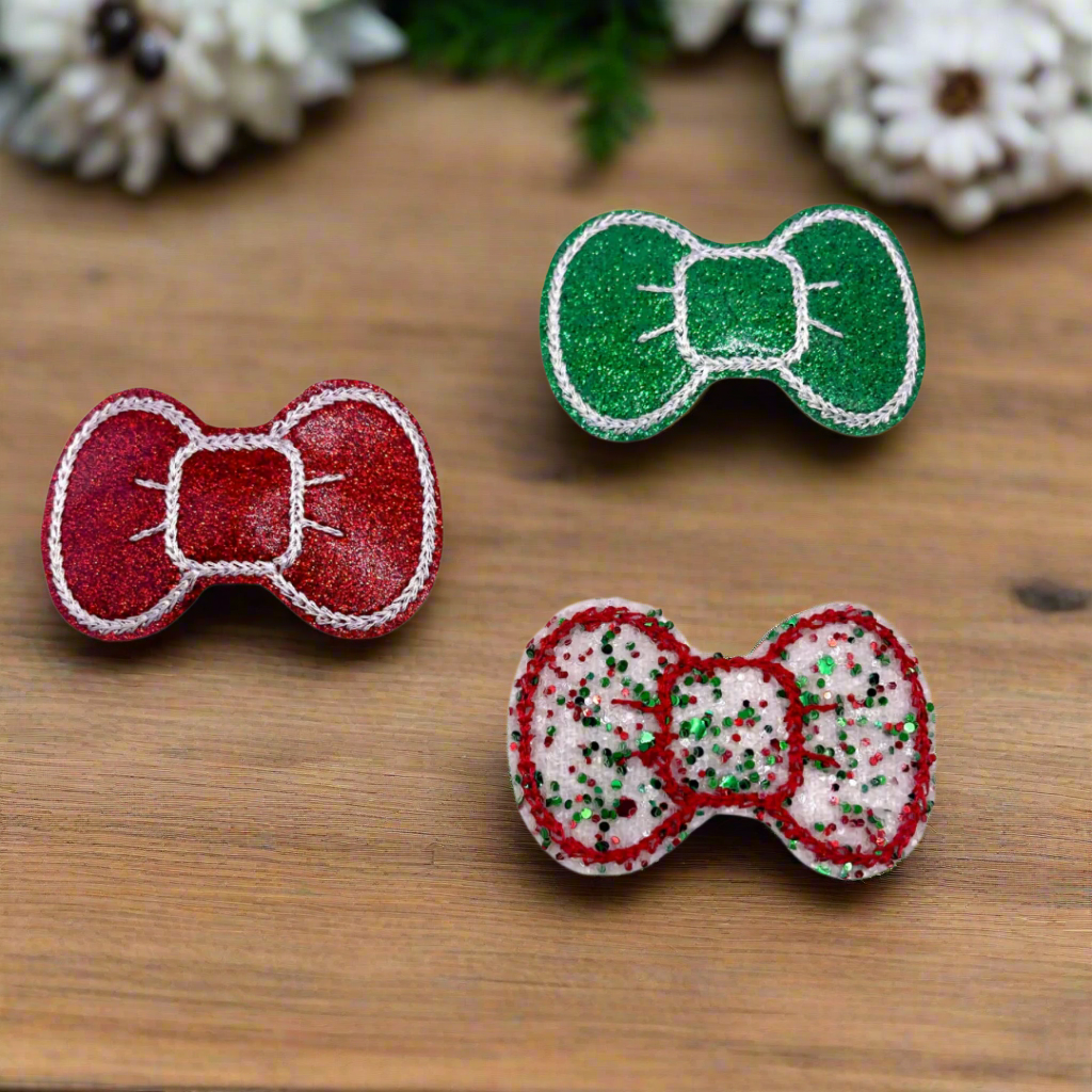 Glitter Hair Bow Clip Set, handmade hair accessory - view 2
