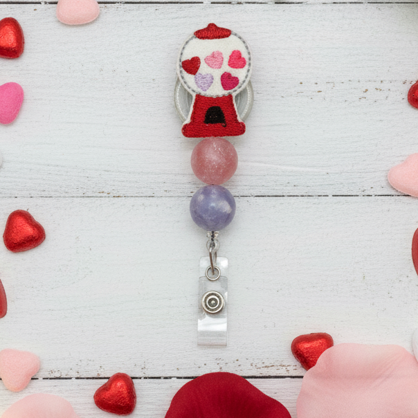 Gumball beaded badge reel