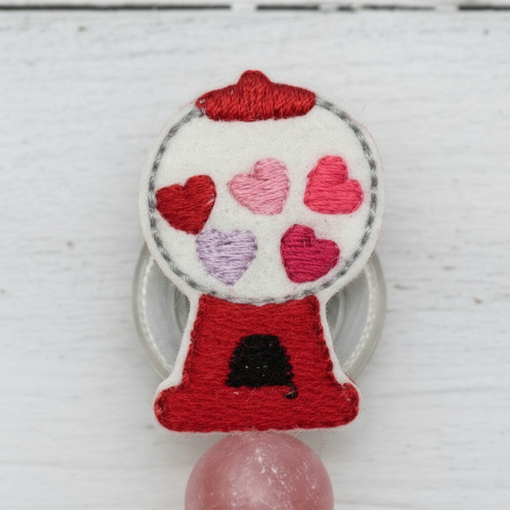 Gumball beaded badge reel, handmade retractable ID badge reel - view 2