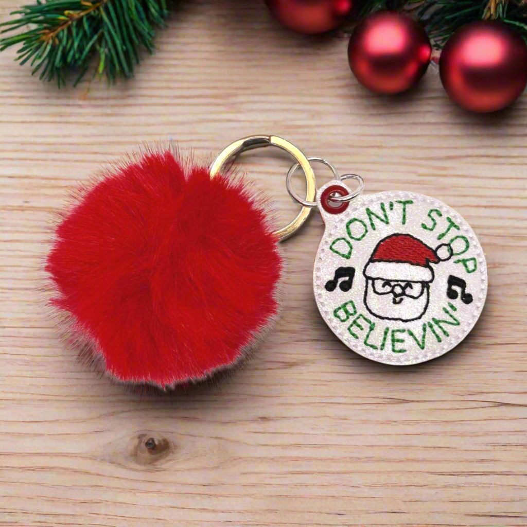 Don’t Stop Believin’ Pom Pom Keychain