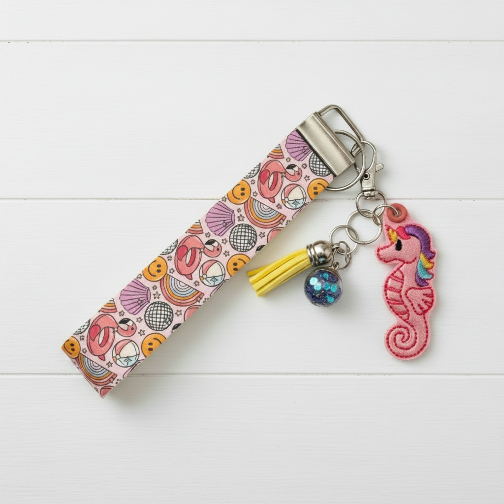 Rainbow Seahorse Keychain and Wristlet