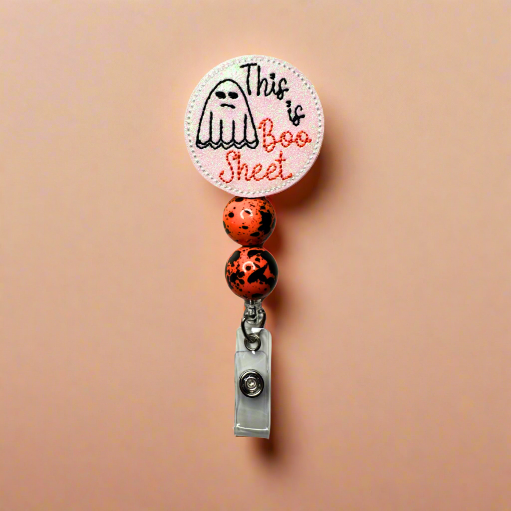 This is Boo Sheet Beaded Badge Reel