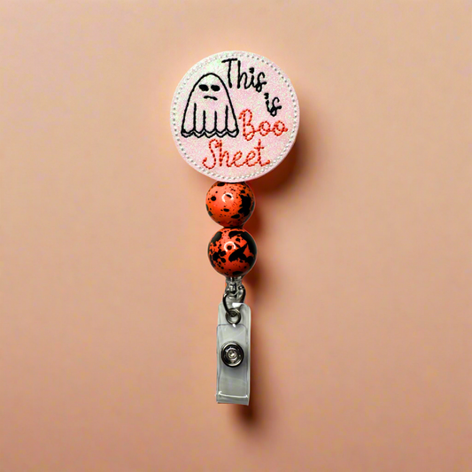 This is Boo Sheet Beaded Badge Reel