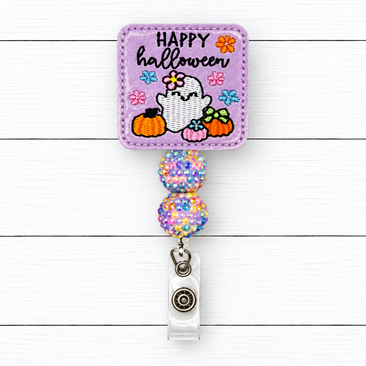 Cute Flower Happy Halloween Badge Reel