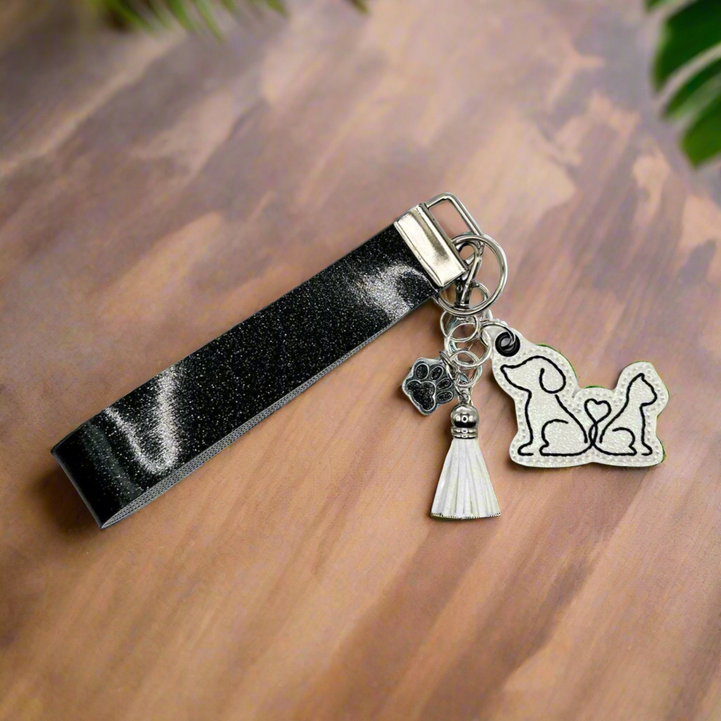 Dog and Cat Heart Tail Keychain and Wristlet