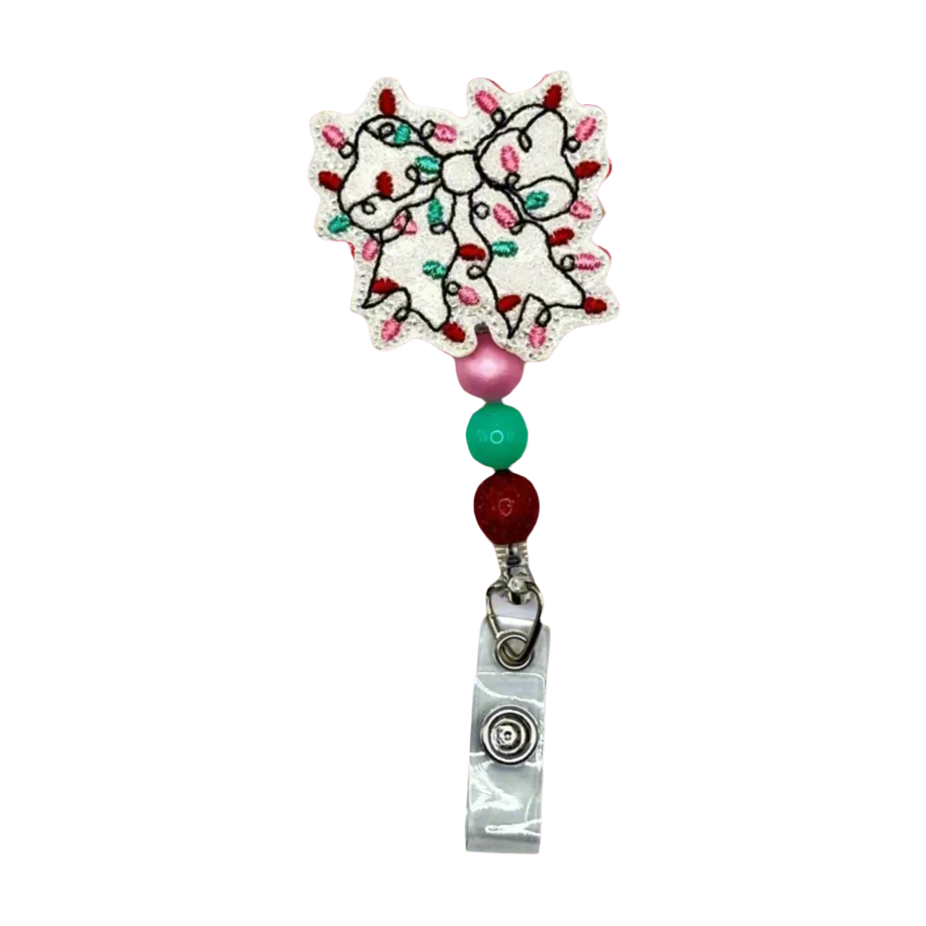 Christmas Light Bow Badge Reel