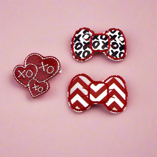 Xoxo Valentine Hair Bow Clip Set