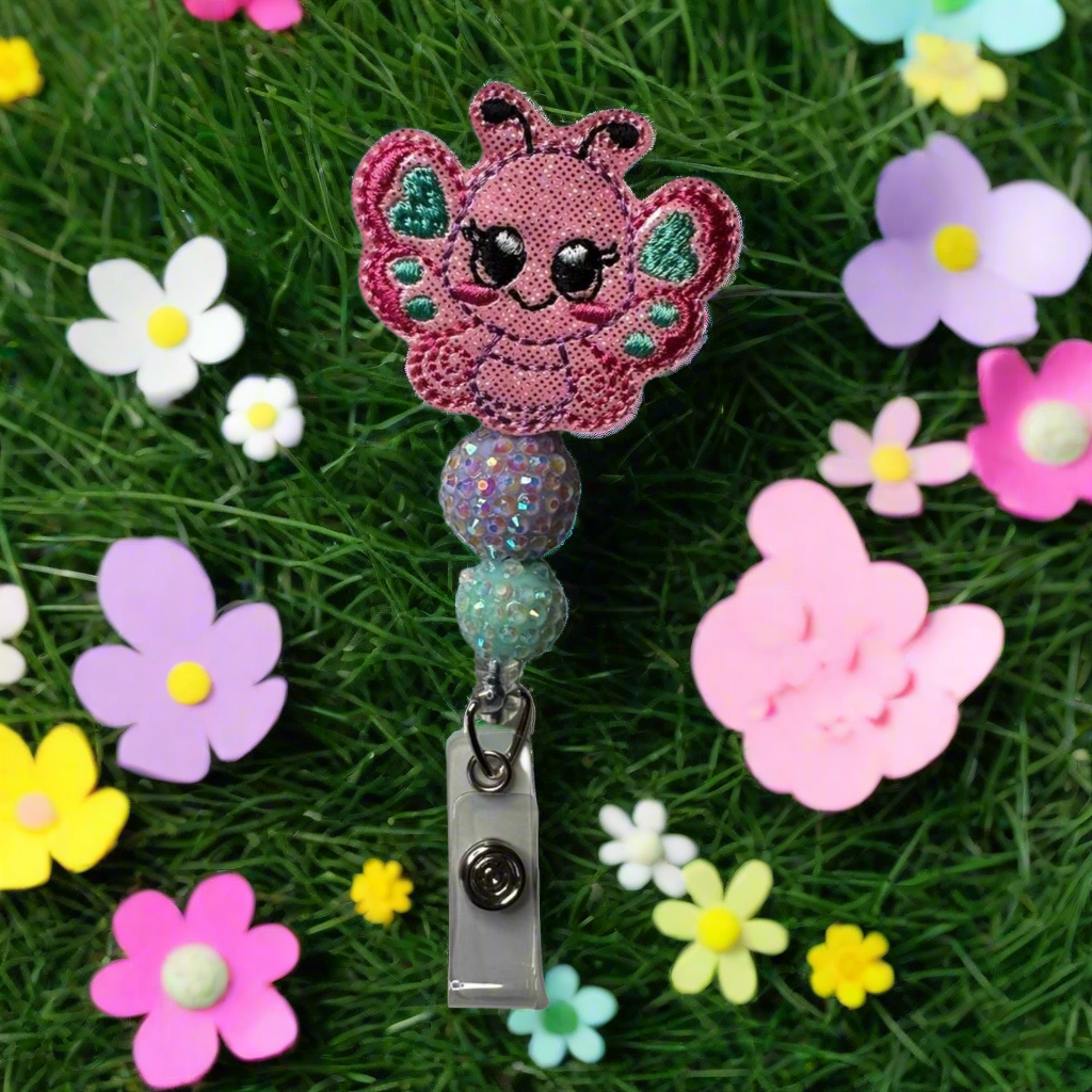 Pink Butterfly Badge Reel