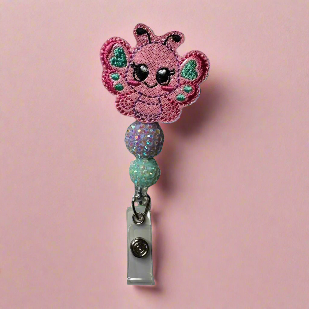 Pink Butterfly Badge Reel