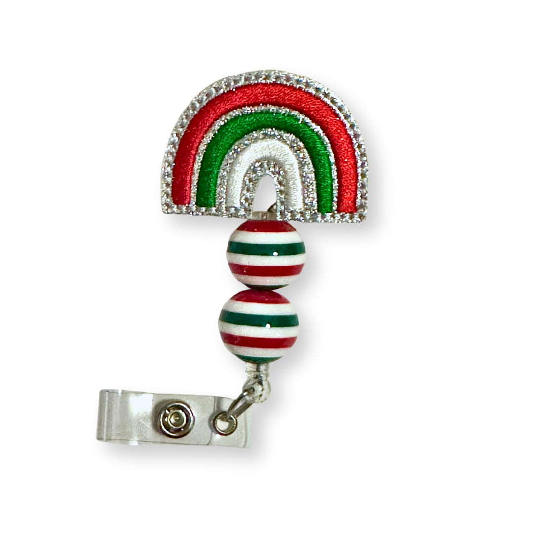 Christmas Rainbow Beaded Badge Reel