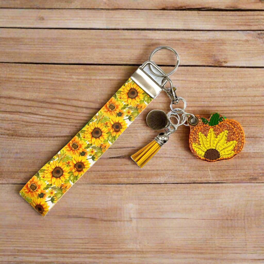 Pumpkin Sunflower Keychain and Wristlet