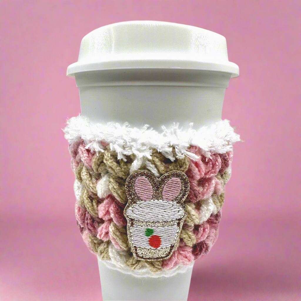 Bunny Ear Coffee cup Crocheted Coffee Cozy