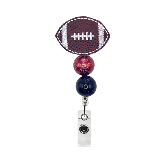 Red and Black Football Badge Reel