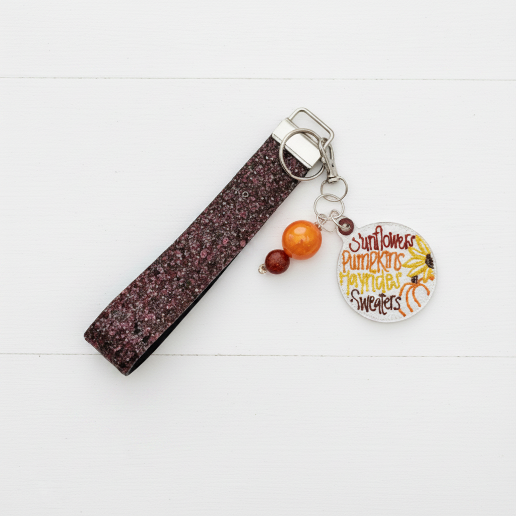 Sunflowers, Pumpkins, Hayrides, Sweaters Keychain and Wristlet
