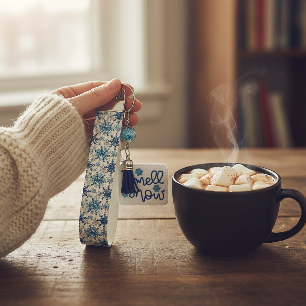I Smell Snow Keychain and Wristlet, handmade keychain wristlet - view 3