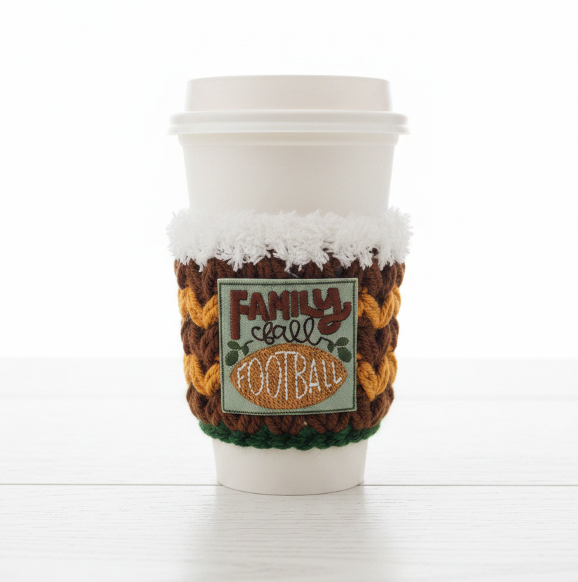 Family Fall Football coffee cozy