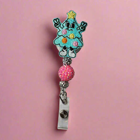 Retro Christmas Tree Badge Reel