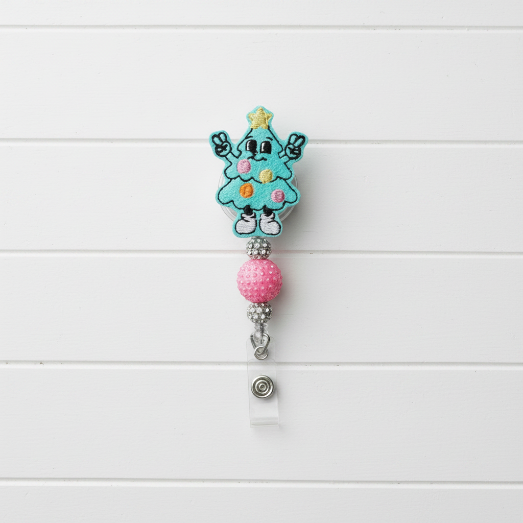 Retro Christmas Tree Badge Reel