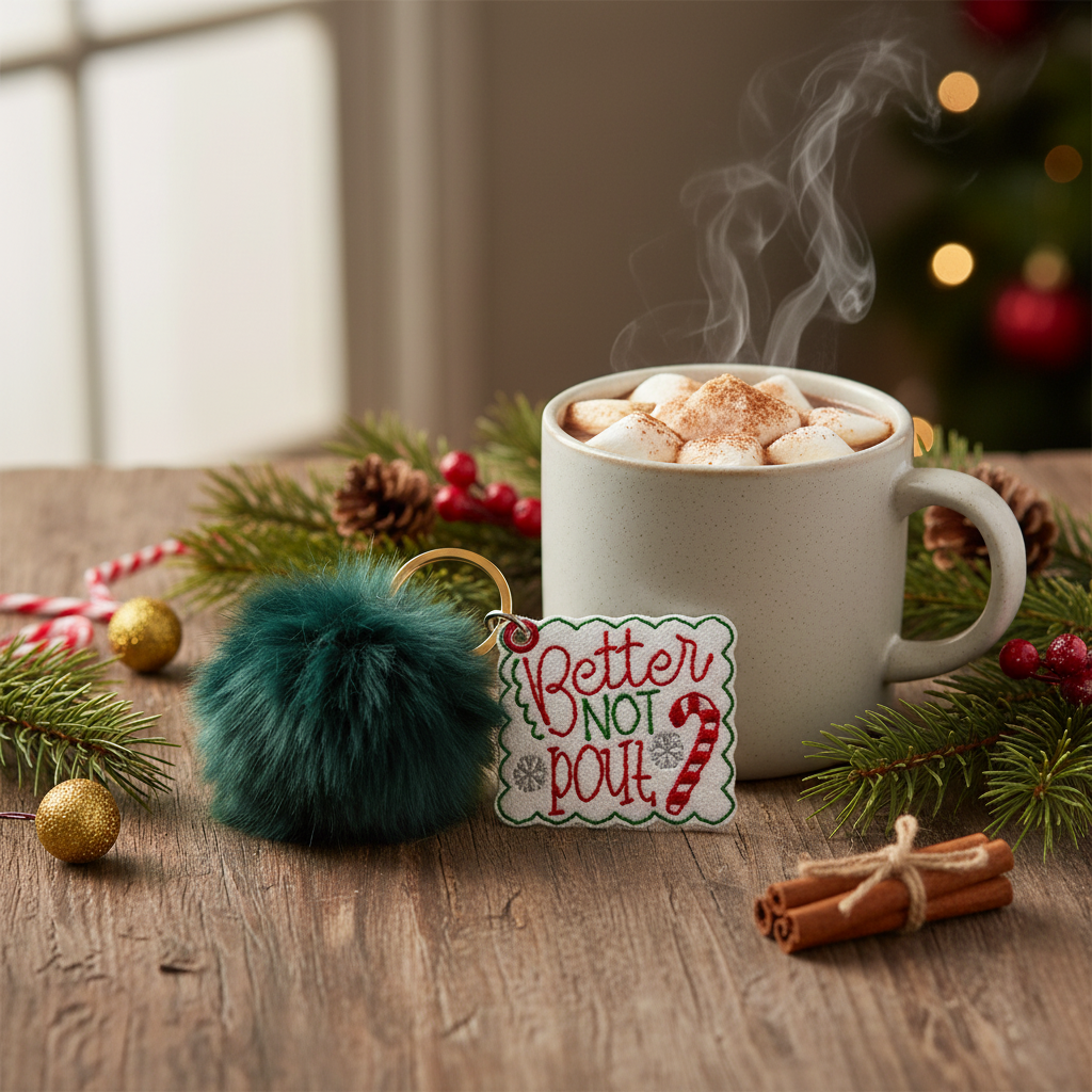 Better Not Pout Pom Pom Keychain