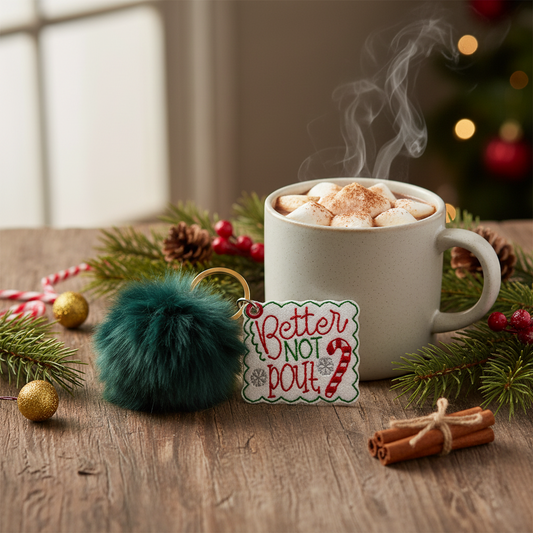 Better Not Pout Pom Pom Keychain