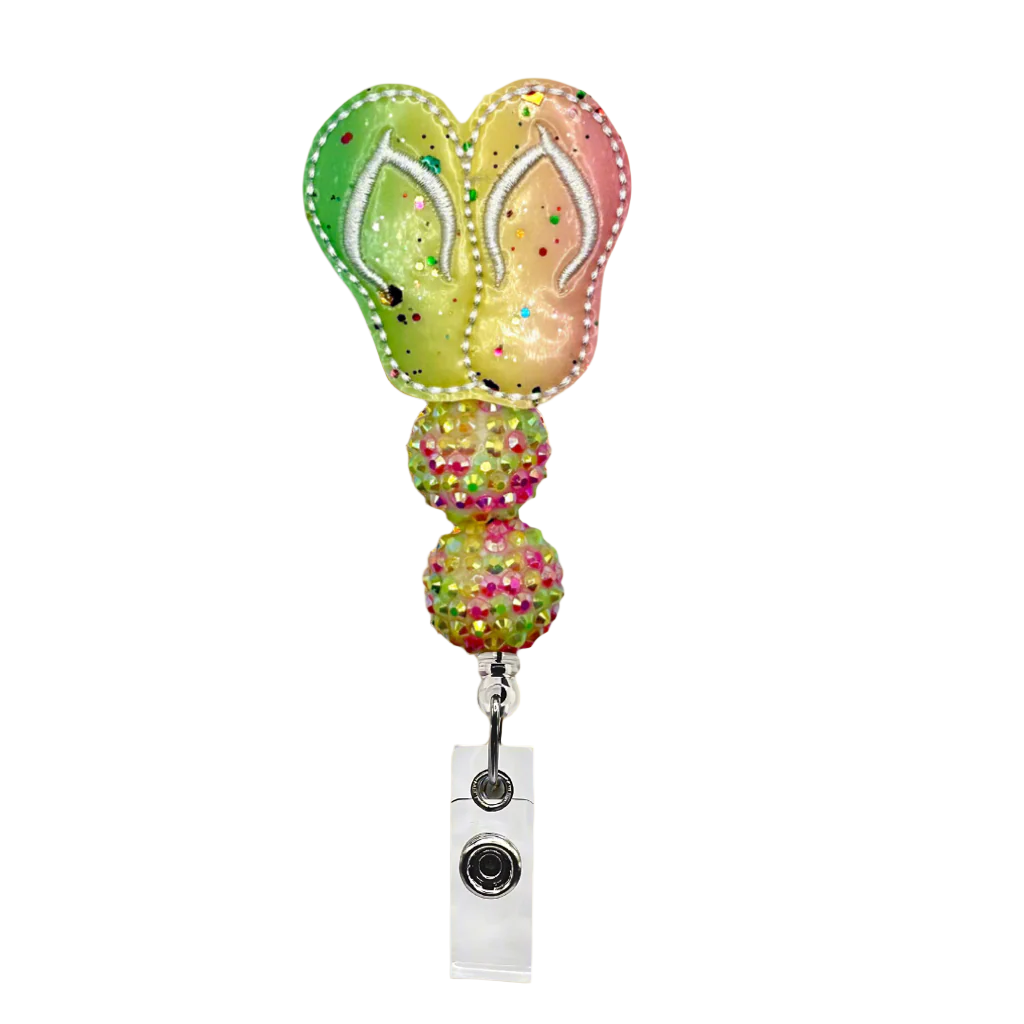 Sparkle Flip Flop Badge Reel