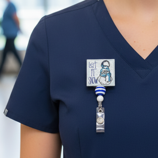 Let It Snow Snowman Badge Reel