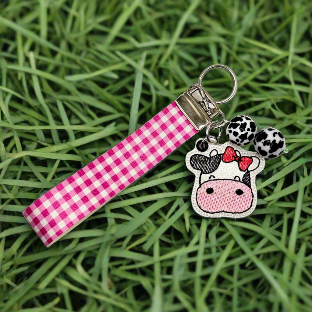 Cow with Bow Keychain and Wristlet