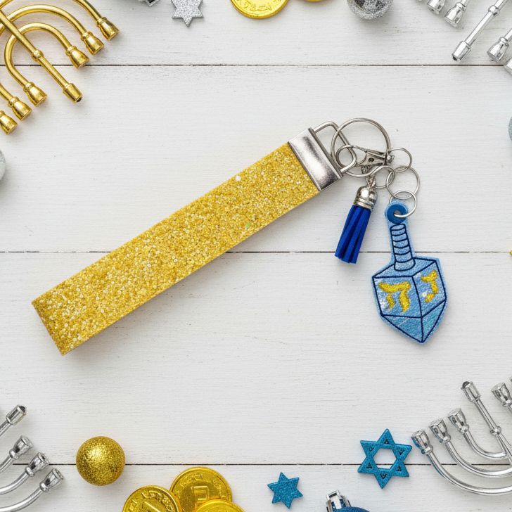 Dreidel Keychain and Wristlet, handmade keychain wristlet - view 2