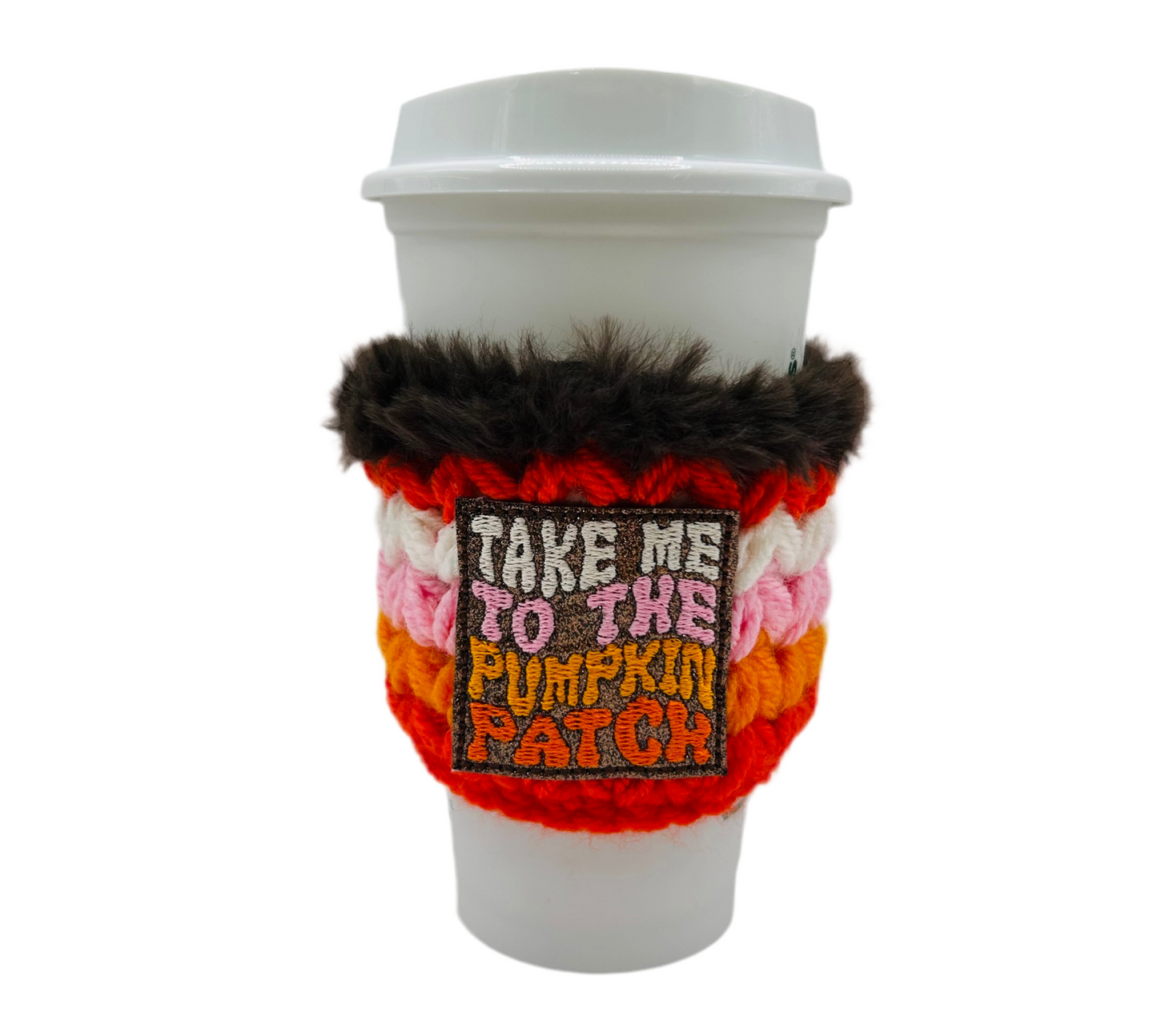 Take me to the pumpkin patch coffee cozy