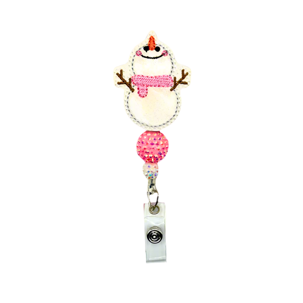 Snowman With Scarf Badge Reel