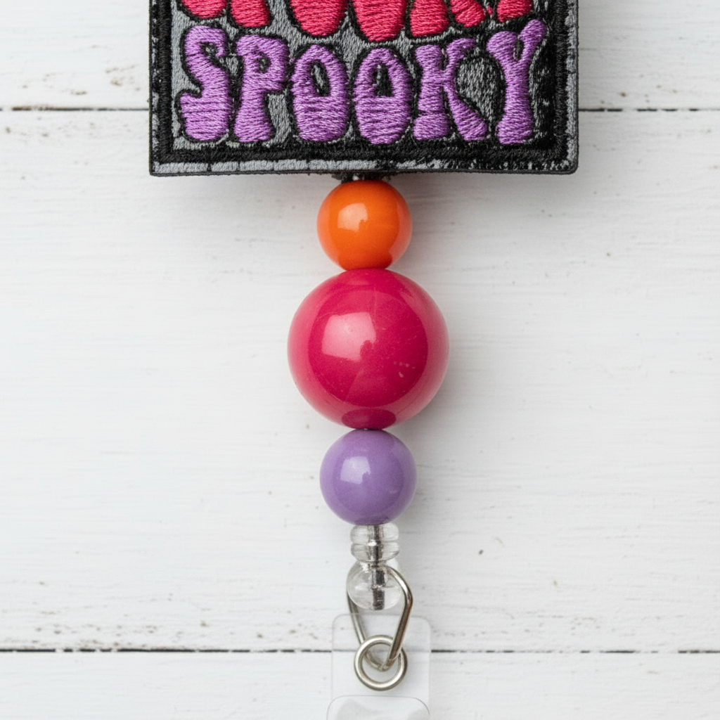 Spooky Spooky Spooky Badge Reel, handmade retractable ID badge reel - view 3