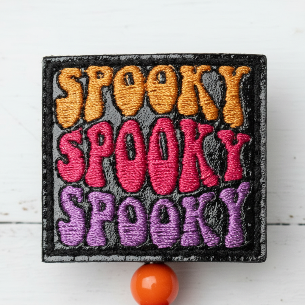 Spooky Spooky Spooky Badge Reel, handmade retractable ID badge reel - view 2
