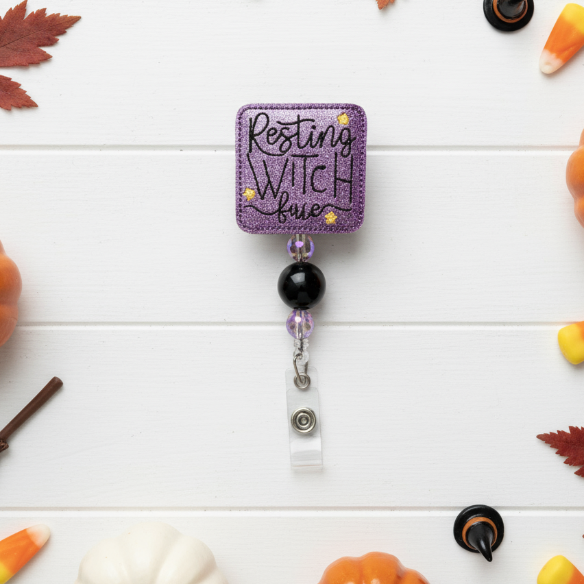 Resting Witch Face Badge Reel