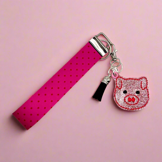 Pig Head Keychain and Wristlet