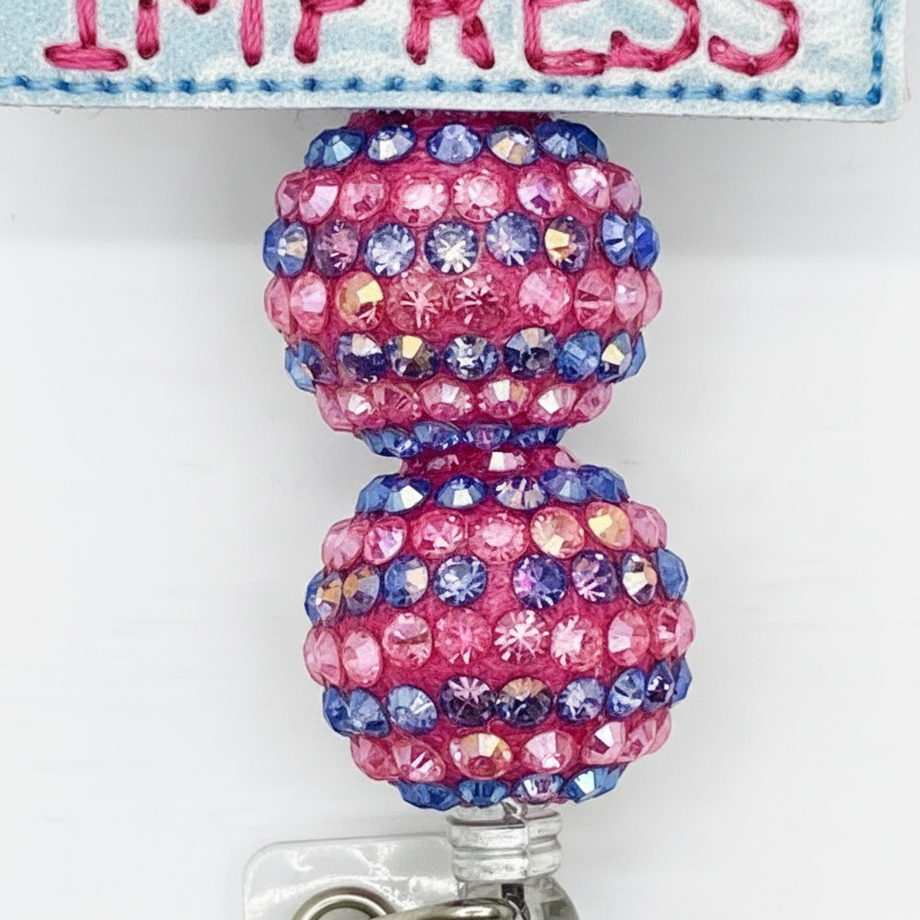 Exist to be Happy Not to Impress Badge Reel, handmade retractable ID badge reel - view 3