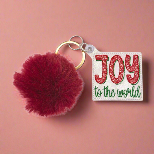Joy to the World Pom Pom Keychain