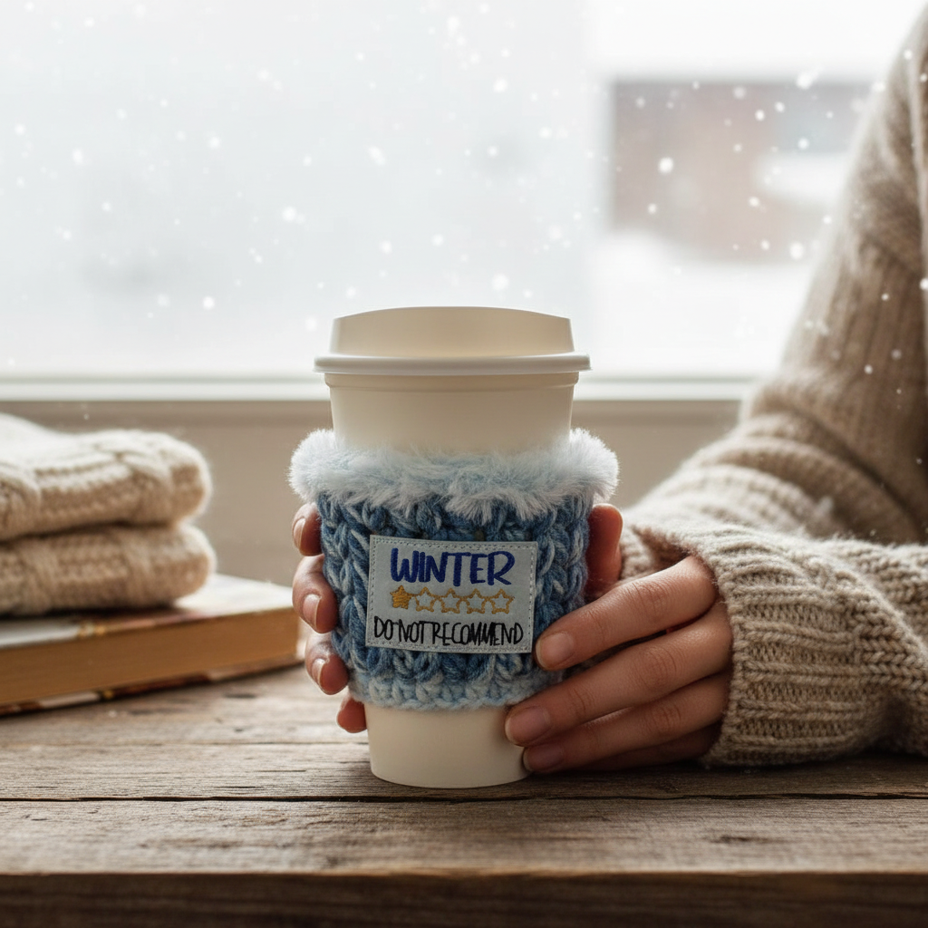 Winter Do Not Recommend 1 Star Coffee Cozy, handmade drink sleeve - view 2