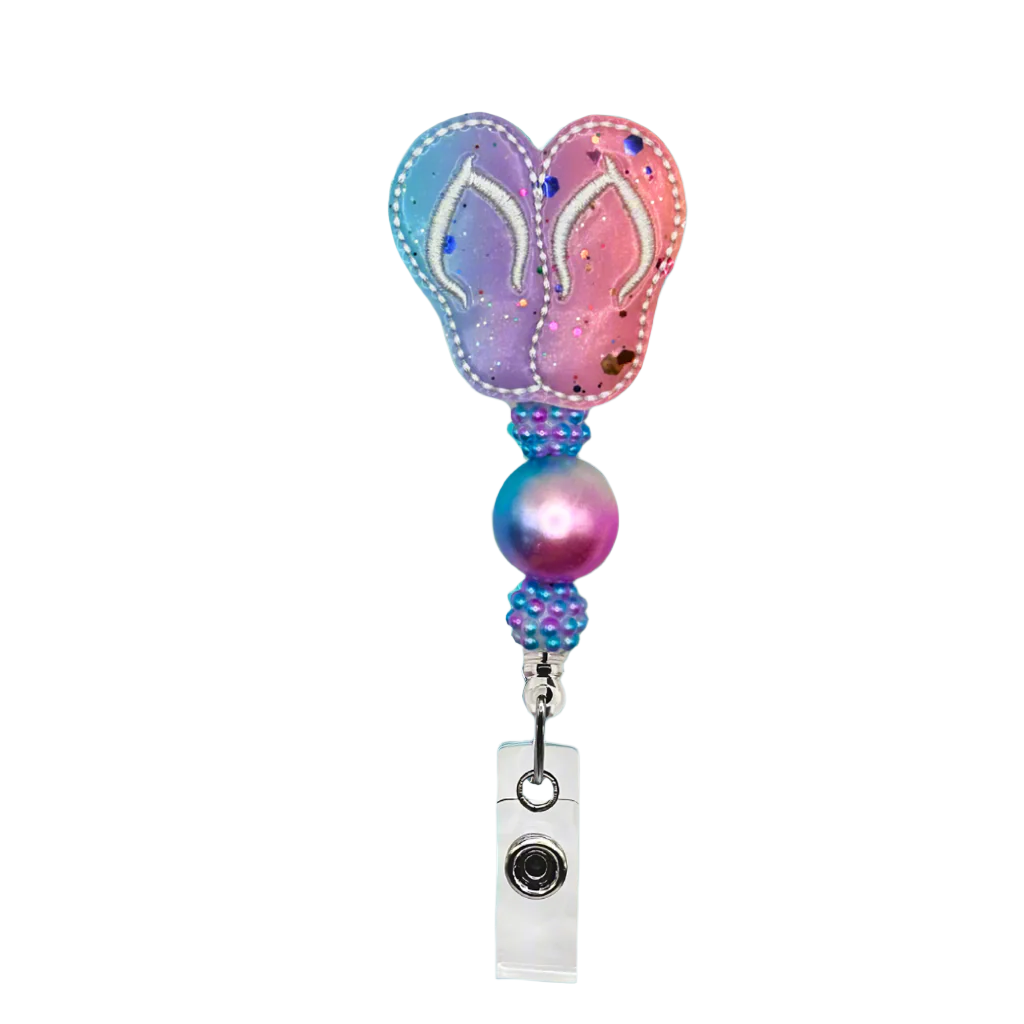 Sparkle Flip Flop Badge Reel