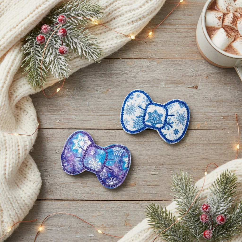 Blue and Purple Snowflake Bow Clips