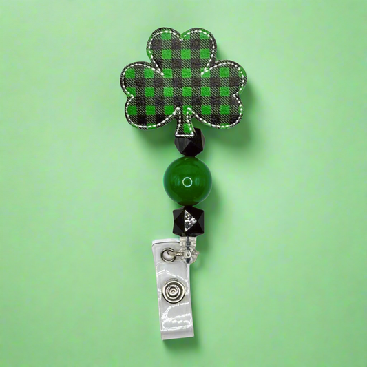 Plaid Shamrock Badge Reel