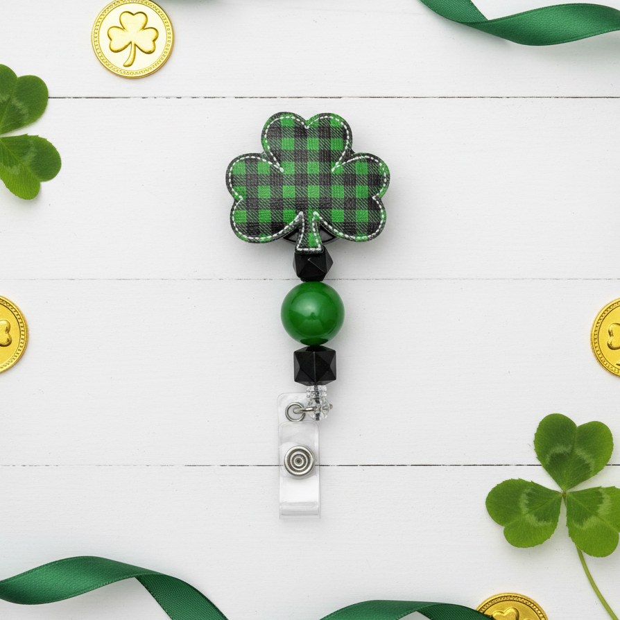 Plaid Shamrock Badge Reel